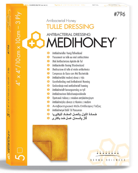 Medihoney Tulle Dressing, 10x10cm, 3-laags, steriel
