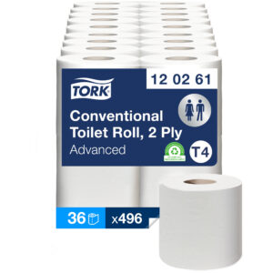 Tork Traditioneel Toiletpapier Advanced, 2-laags, 68,3mtr/10cm, 496vel/rol, 6x4rol, 24rol/pak