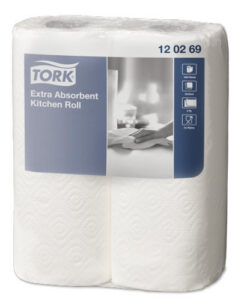 Tork Extra Absorberende Keukenrol Premium, 2-laags, wit, 15mtr/23cm, 12x2rol/64vel, 24rol/pak