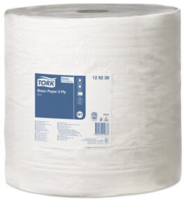 Tork Basic Rol Poetspapier, 2-laags, wit, 680mtr/36,9cm, rol/2.000vel