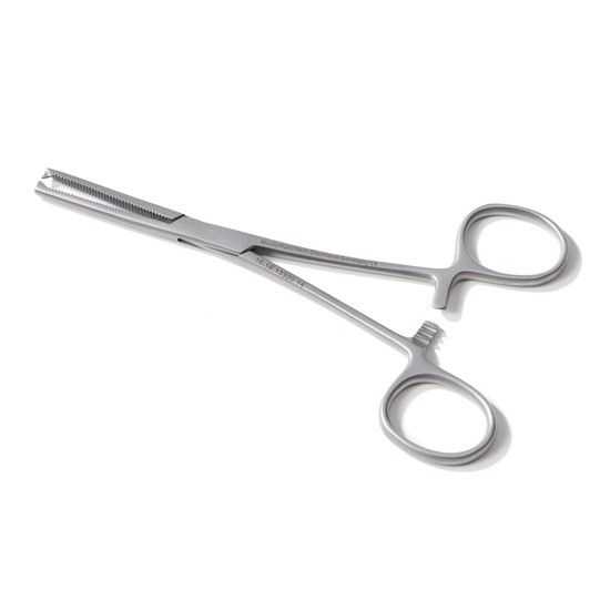 Arterieklem volgens Kocher 16cm, 2×1 tands, RVS