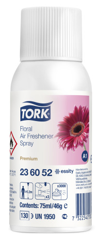 Tork Luchtverfrisser Spray met Bloemengeur, aerosol, 3.000 doseringen, 75ml/bus, 12bus/doos