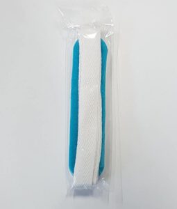 CMT polshouder foam, baby, katoenen band 85×1,5cm, foam 12,5x3cm, blauw/wit