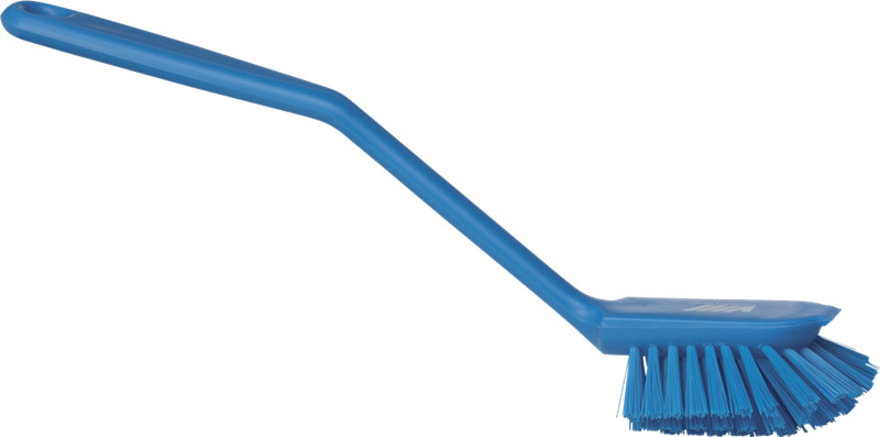 Vikan Hygiene afwasborstel met schraprand, medium vezels, 280mm, blauw