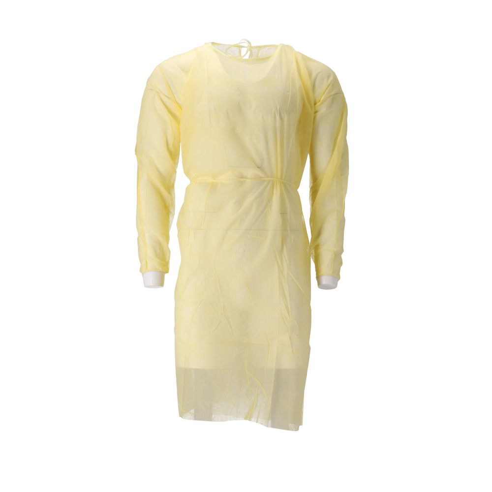 CMT pp non woven isolatieschort, PE-coating, tricot manchet, geel