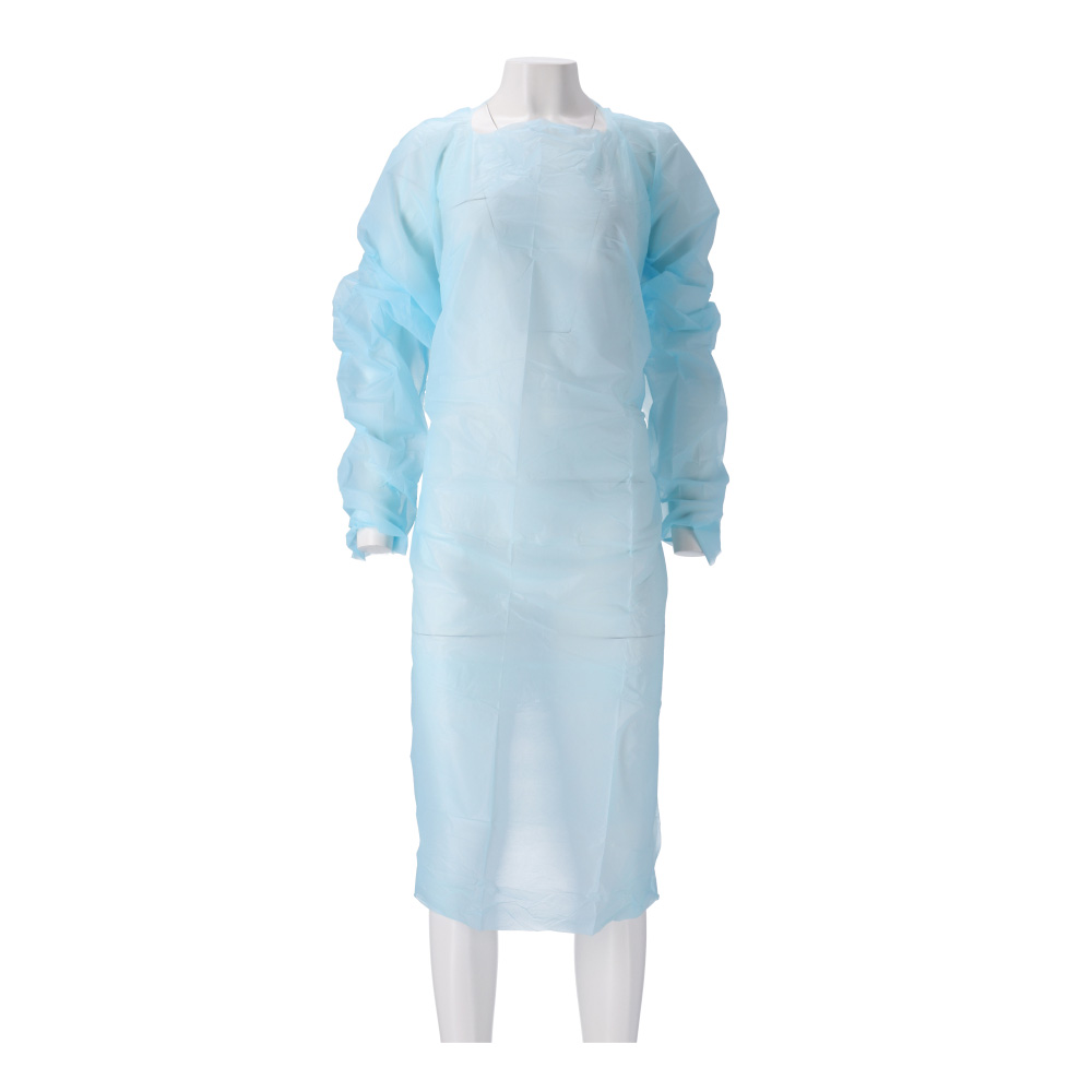 CMT cpe schort, lange mouw/duimgreep, geruwd, blauw, 30mµ, 120×100/195cm, 20st/dis