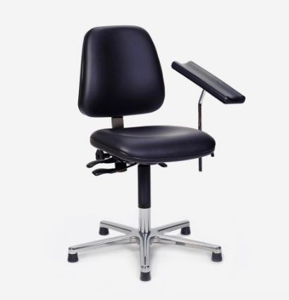 Medisit Veria 610.1, bloedafnamestoel, stamskin bekleding