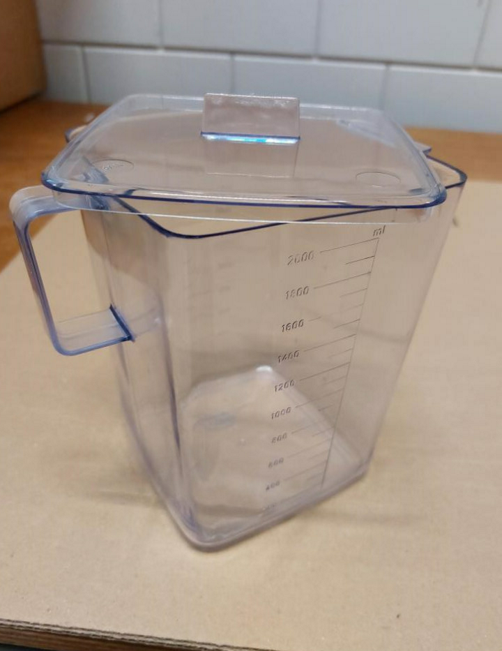 Haska urineverzamelkan, vierkant, 2.000ml, transparant, met deksel