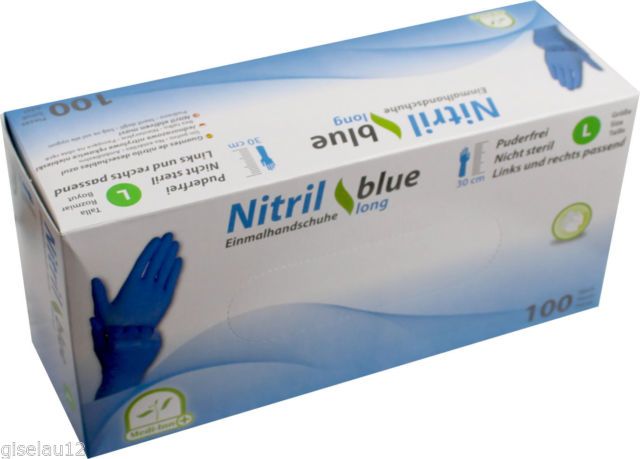 Medi-Inn handschoen, nitril, extra lang manchet, 30cm, blauw, M (7-8), 100st/dis