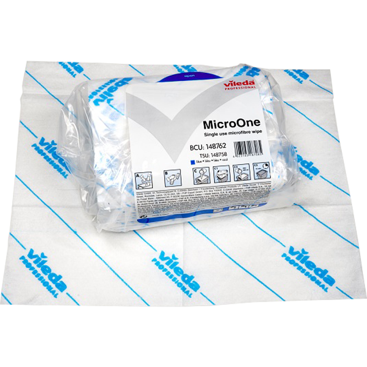 Vileda MicroOne microvezeldoekje, wit-blauw, 34x27cm