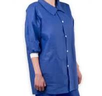 EMDAMED OK medewerkersjas, NW, met drukknopen en korte mouw met manchet, blauw, maat ML