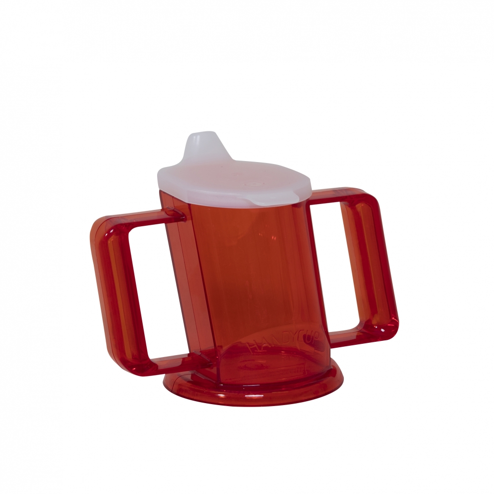 Handy Cup beker, met tuitdeksel en 2 handvatten, 200 ml, rood